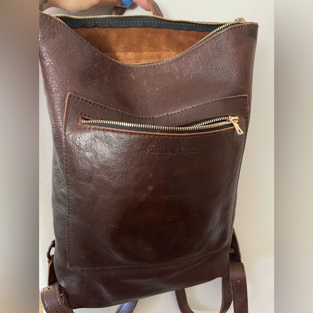 Portland Leather Laptop Backpack in Coldbrew